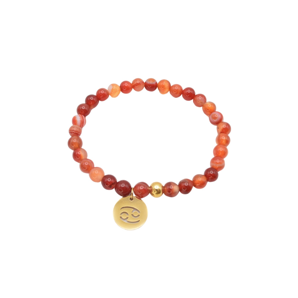 Edelsteinarmband „Karneol & Gold“ (6 mm Perlen) für Sternzeichen Krebs