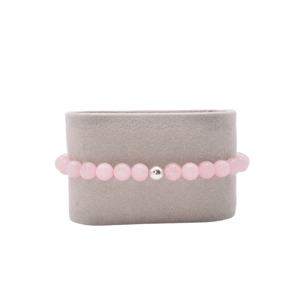 Edelsteinarmband „Rosenquarz & Silber“ (6 mm Perlen) für Liebe, Selbstfürsorge & innere Harmonie