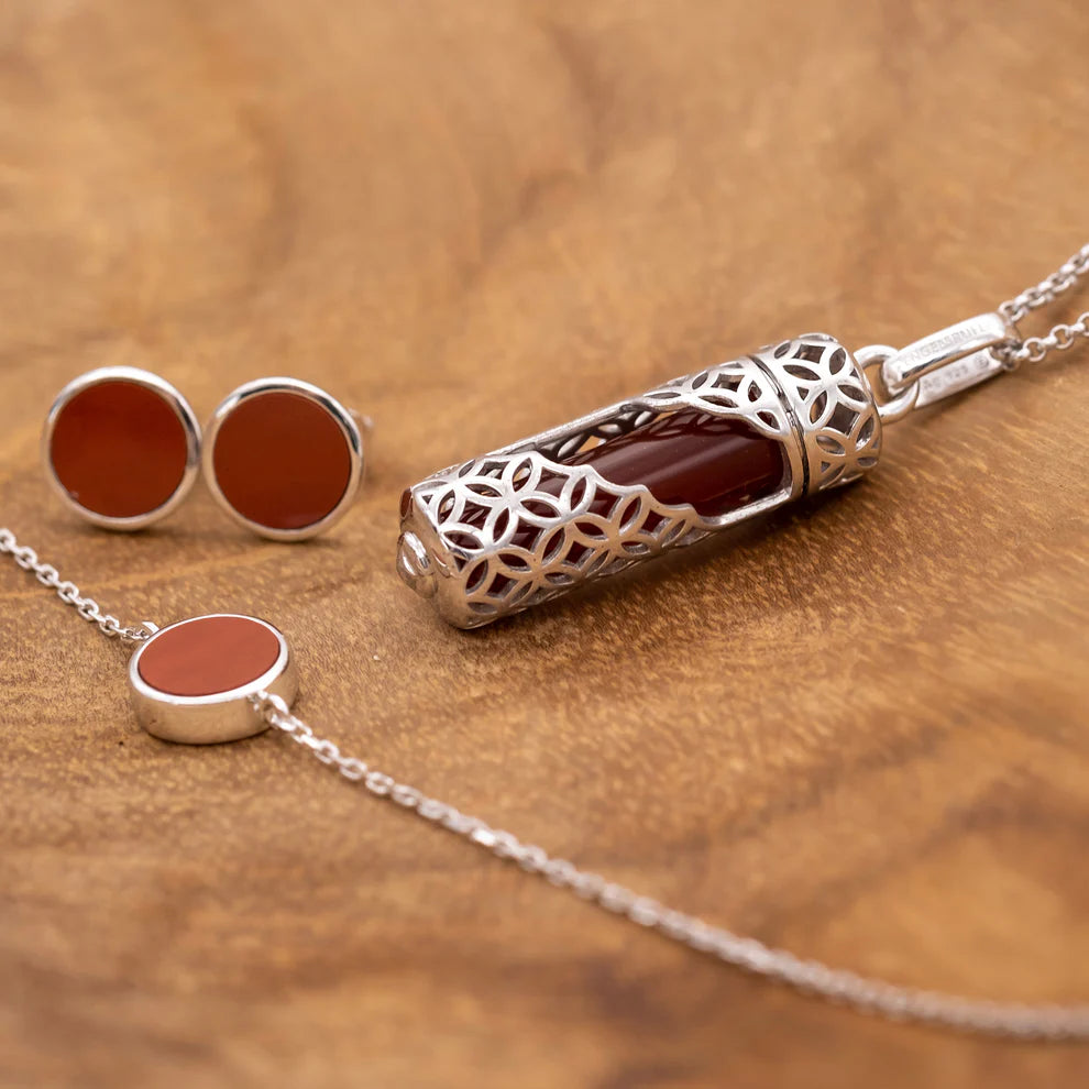 Engelsrufer Ohrstecker "Powerful Stone", silber, roter Jaspis