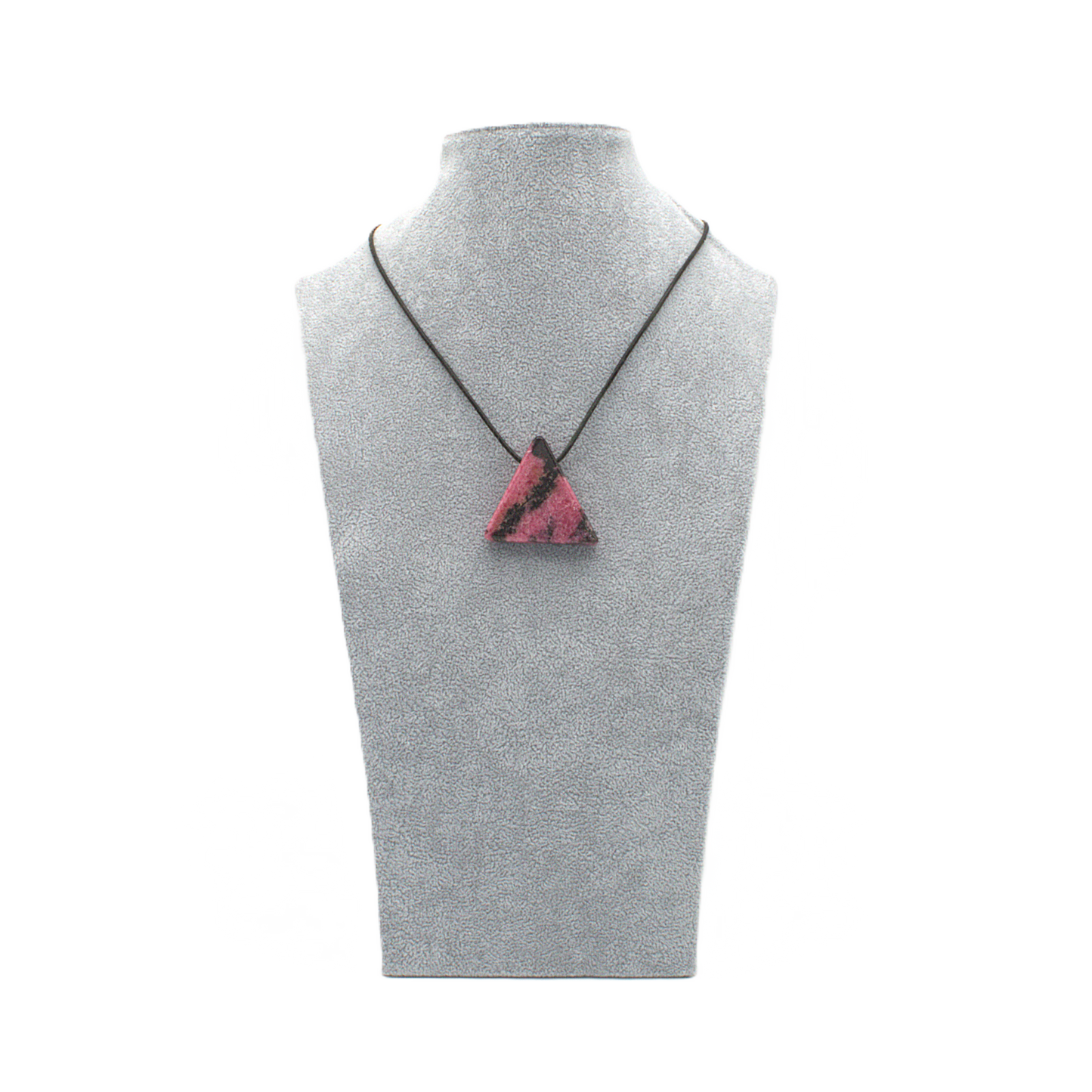 Anhänger Rhodonit, handgefertigt, gebohrt, Dreieck