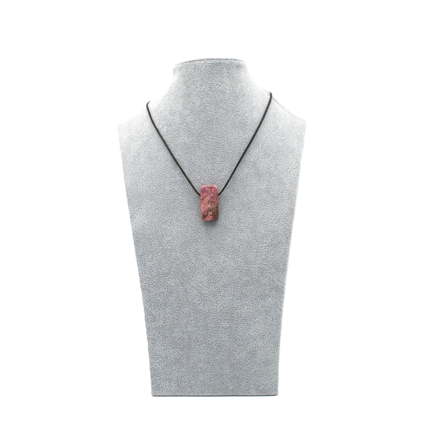 Anhänger Rhodonit, handgefertigt, gebohrt, länglich petit