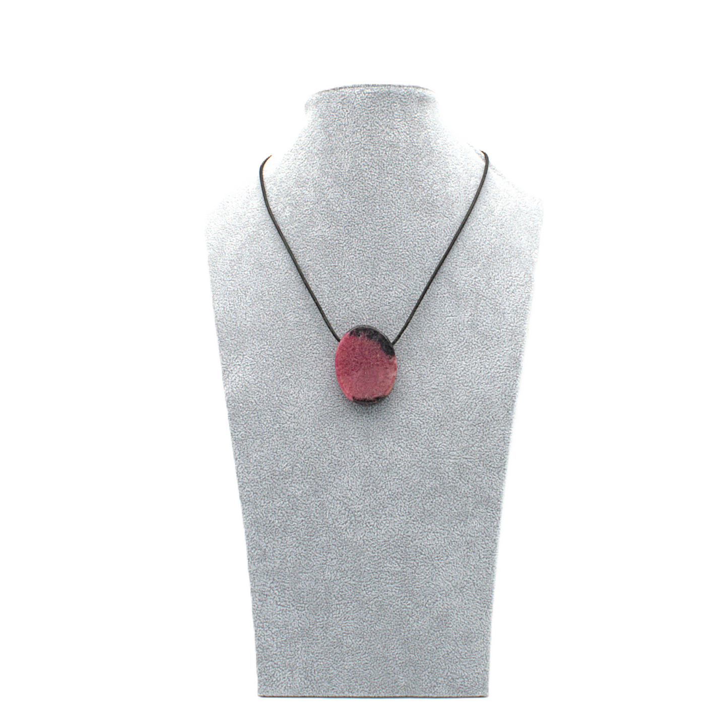 Anhänger Rhodonit, handgefertigt, gebohrt, oval