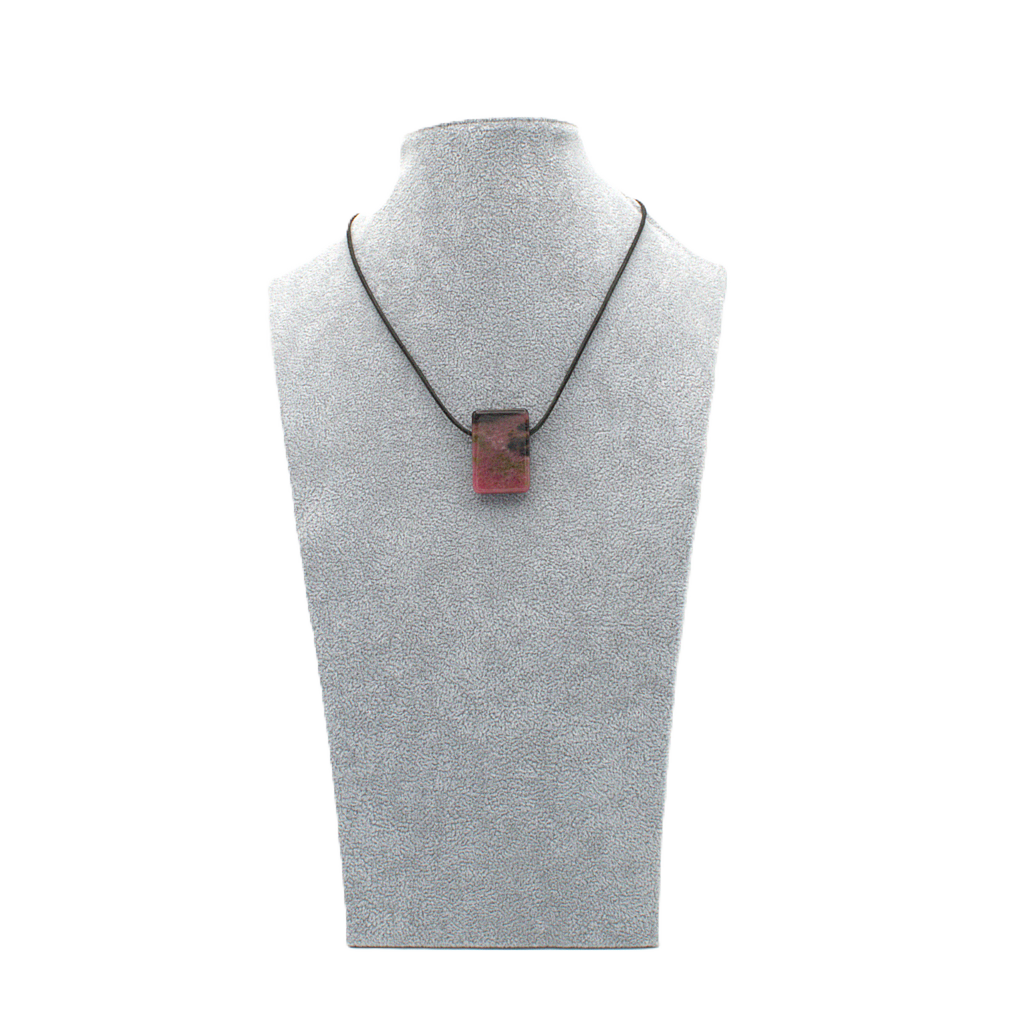 Anhänger Rhodonit, handgefertigt, gebohrt, Viereck