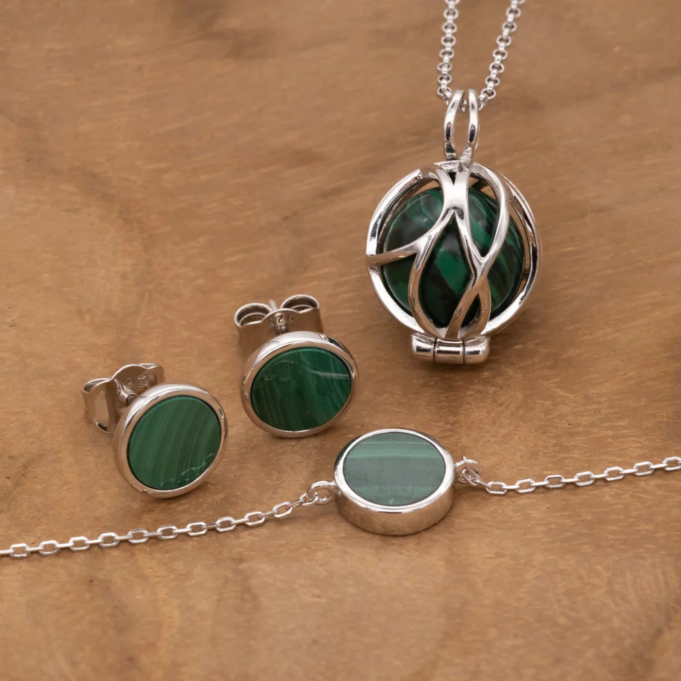 Engelsrufer Ohrstecker "Powerful Stone", silber, Malachit