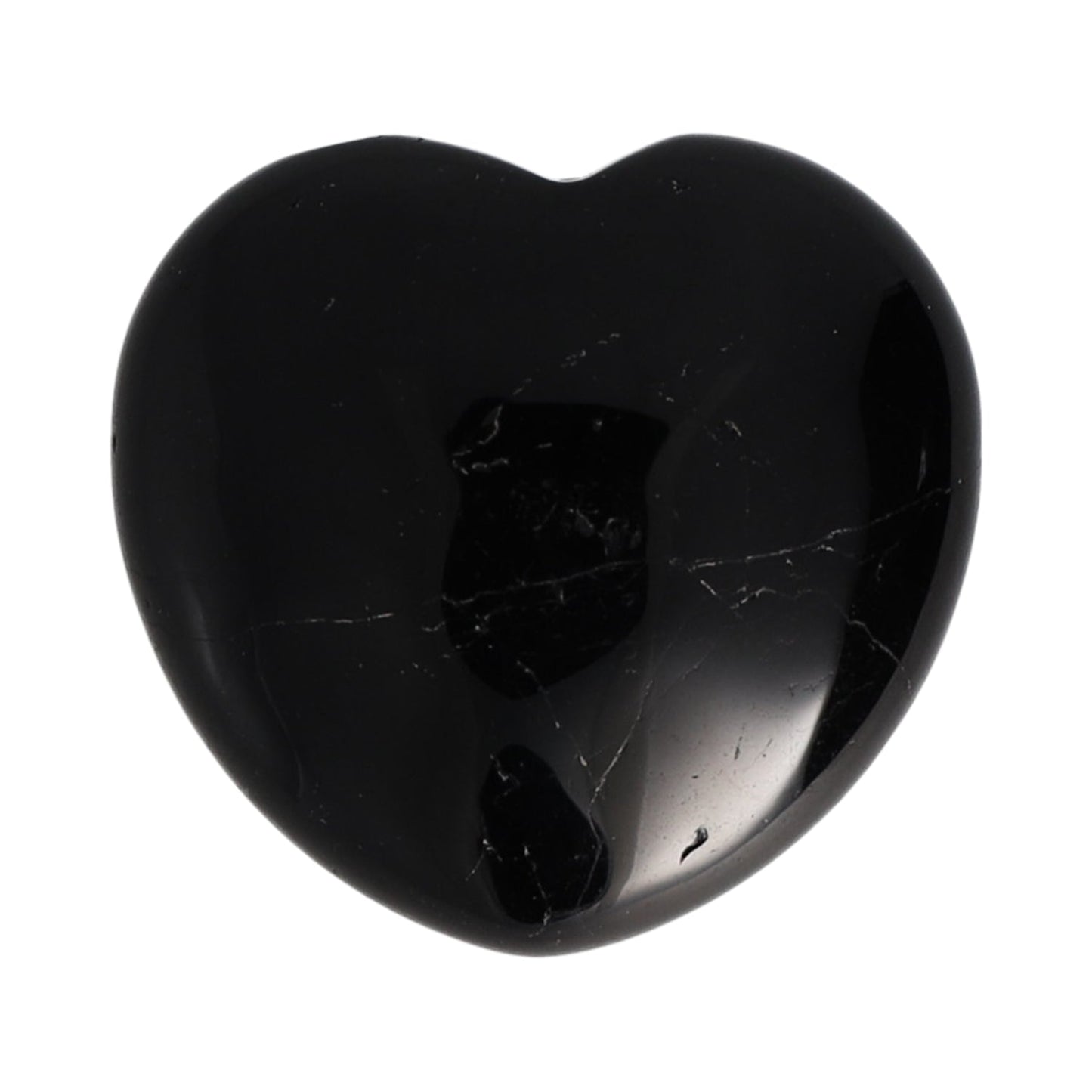 Heilstein – Schwarzer Turmalin in Herzform, aufrecht stehend.