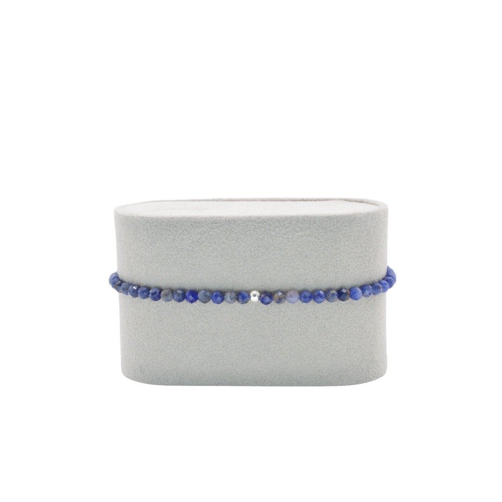 Edelsteinarmband Sodalith, 3mm Perlen, facettiert, handgefertigt