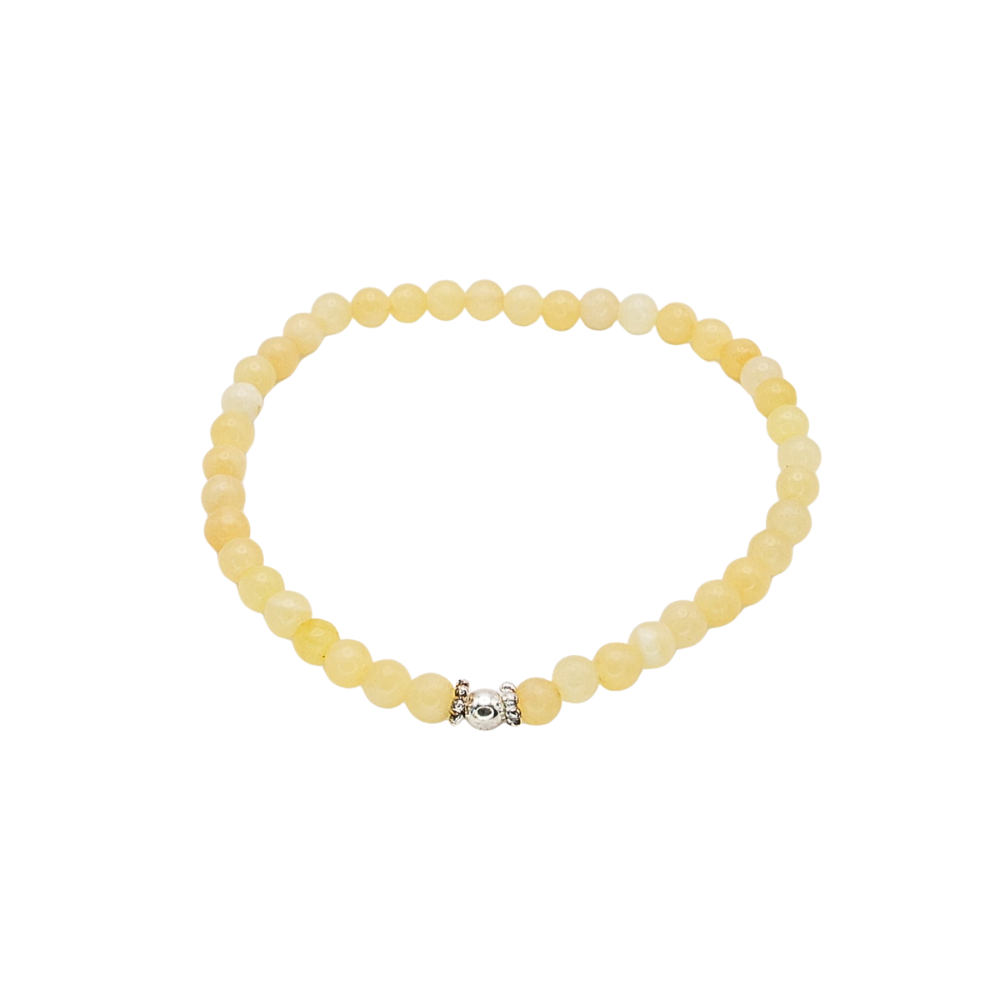 Edelsteinarmband „Orangencalcit & Silber Deluxe“ (4mm Perlen) für Lebensfreude, Leichtigkeit & neue Energie