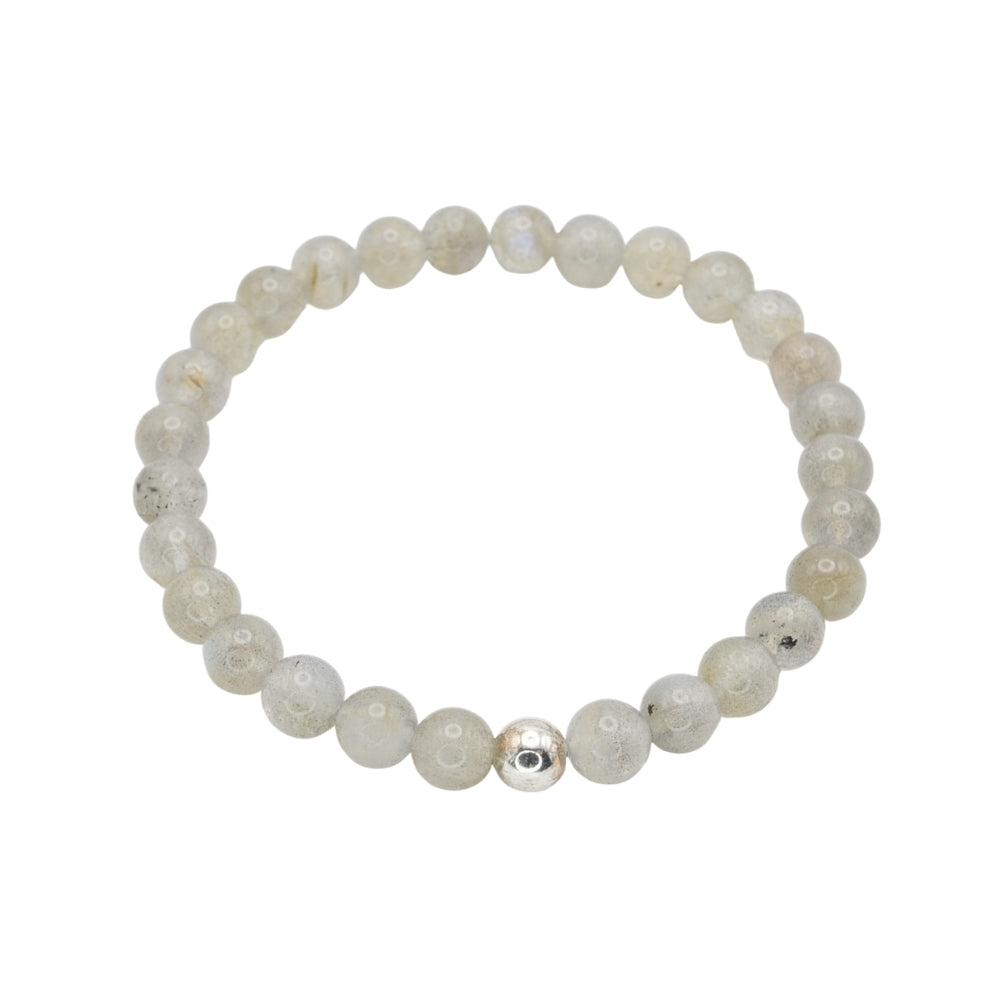 Edelsteinarmband „Labradorit & Silber“ (6 mm Perlen) für Intuition, Klarheit & spirituelle Balance