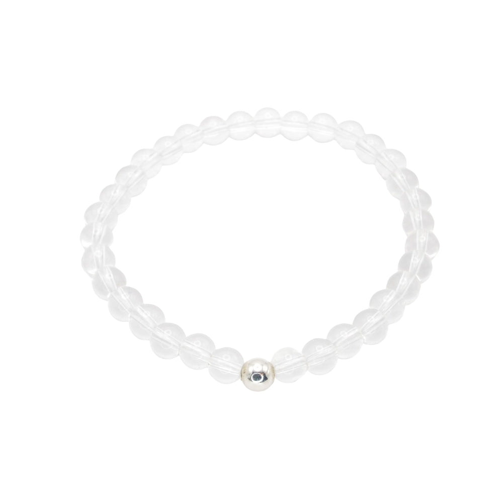 Edelsteinarmband „Bergkristall & Silber“ (6mm Perlen) für Fokus, Energie & Klarheit
