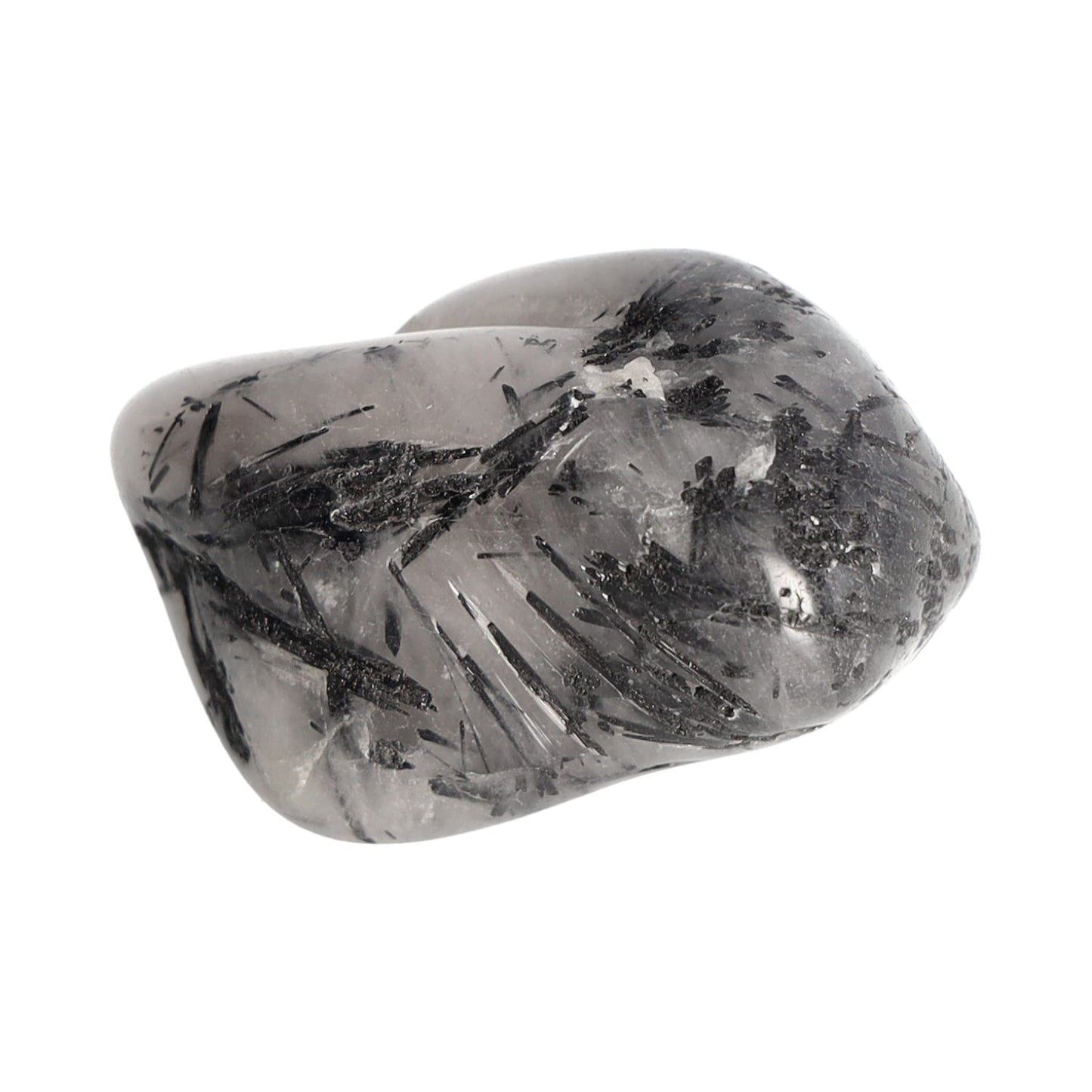 Einzelner Heilstein – Turmalin-Quarz Trommelstein mit tollen Turmalin Einschlüssen.