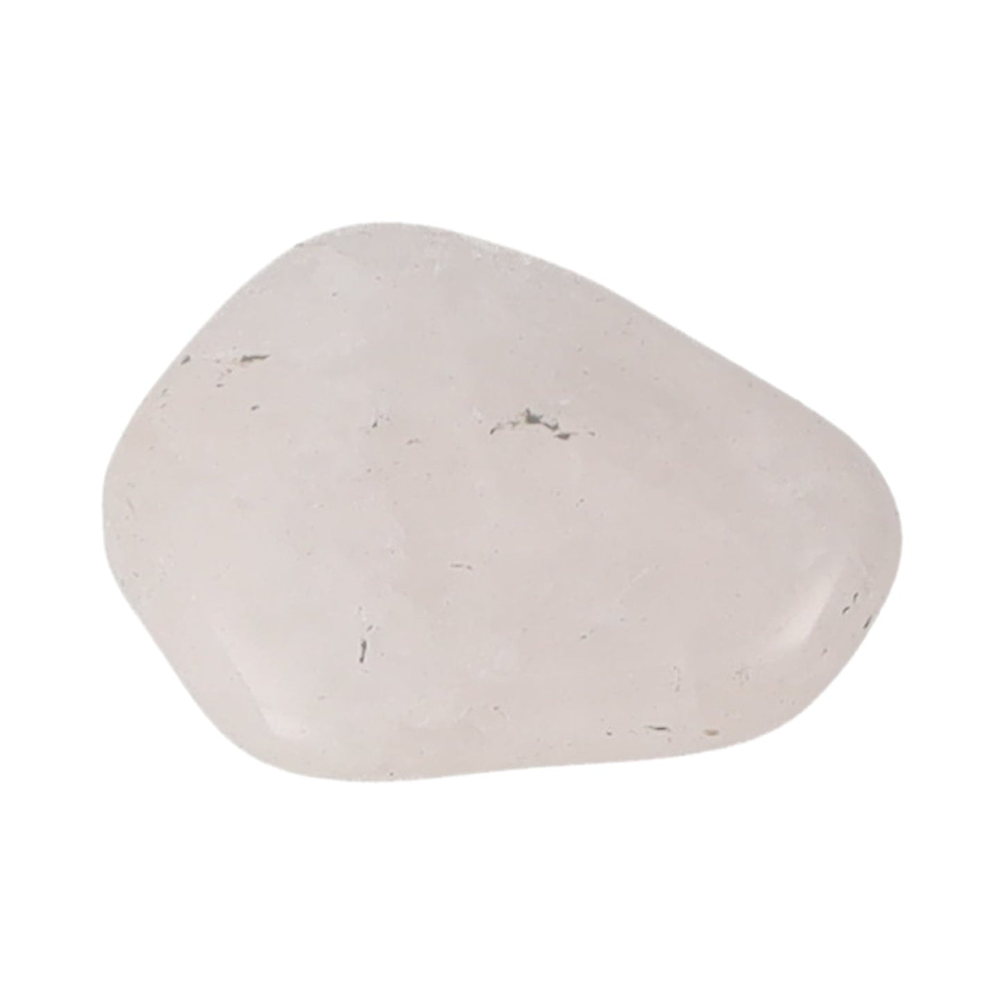 Nahaufnahme eines handgefertigten Rosenquarz Trommelsteins, strahlt beruhigende Energie aus und fördert Selbstliebe und Harmonie.