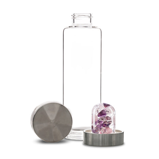 VitaJuwel Trinkflasche 'ViA' WELLNESS mit Amethyst, Rosenquarz & Bergkristall
