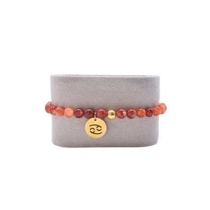 Edelsteinarmband „Karneol & Gold“ (6 mm Perlen) für Sternzeichen Krebs