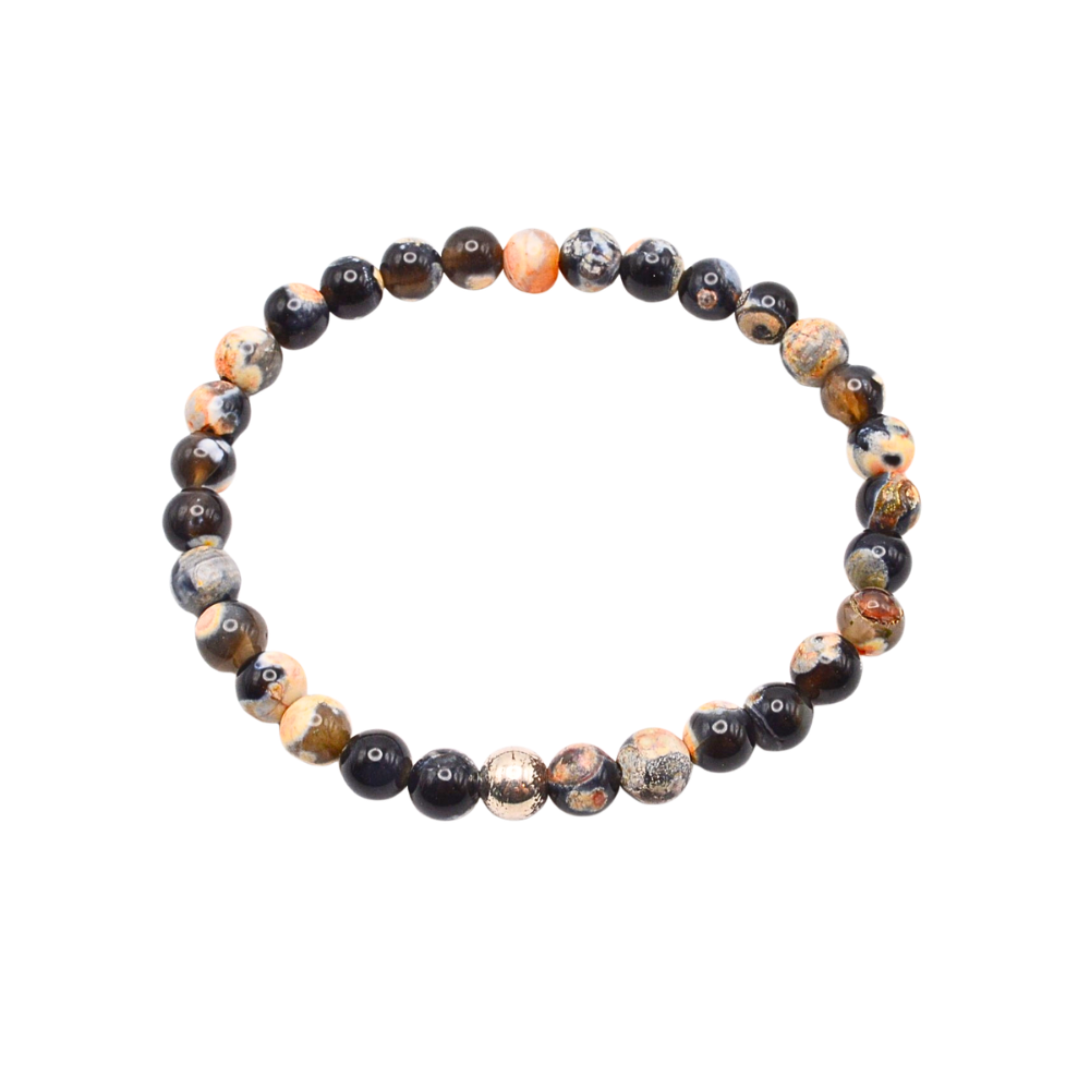 Edelsteinarmband „Feuerachat & Silber“ (6mm Perlen) für Schutz, Lebensenergie & innere Stärke