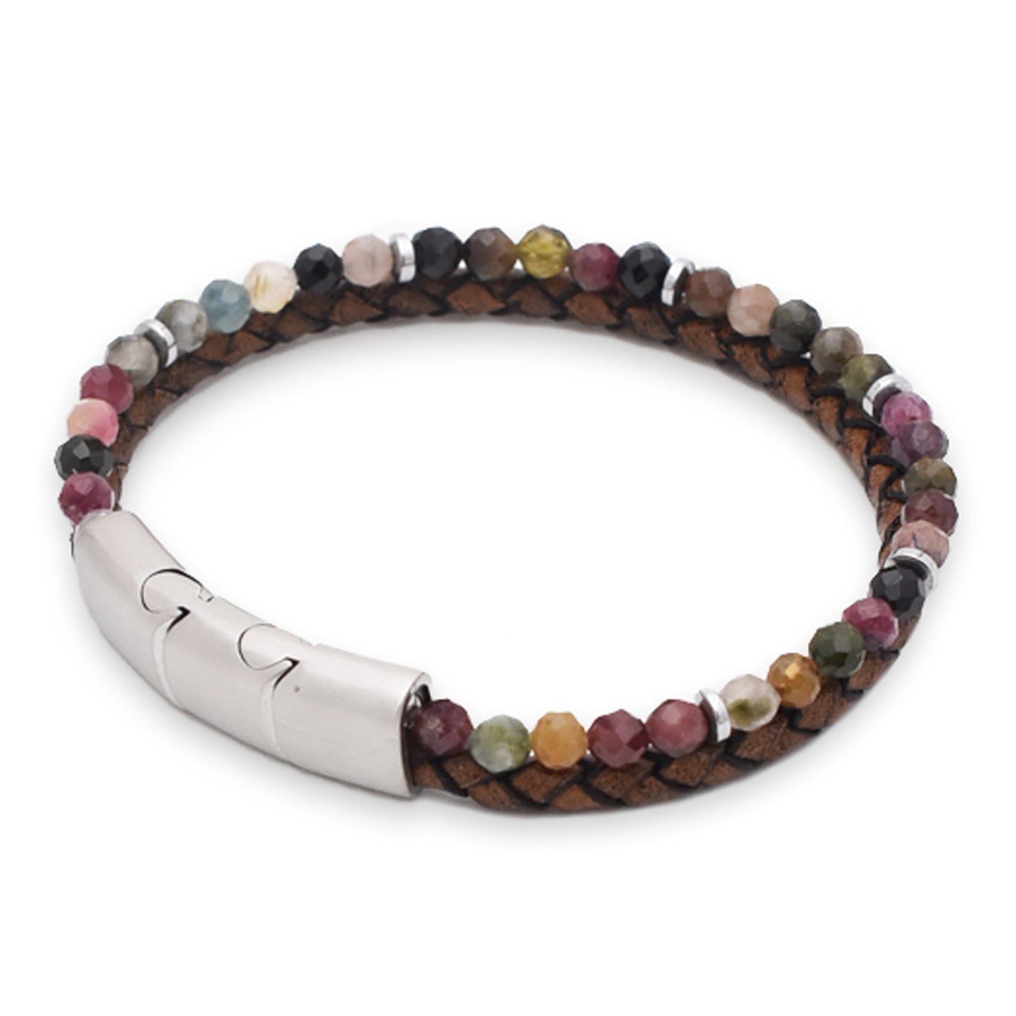 Armband "Balance" Leder braun, Turmalin & Hämatit – Harmonie, Klarheit & innere Stärke