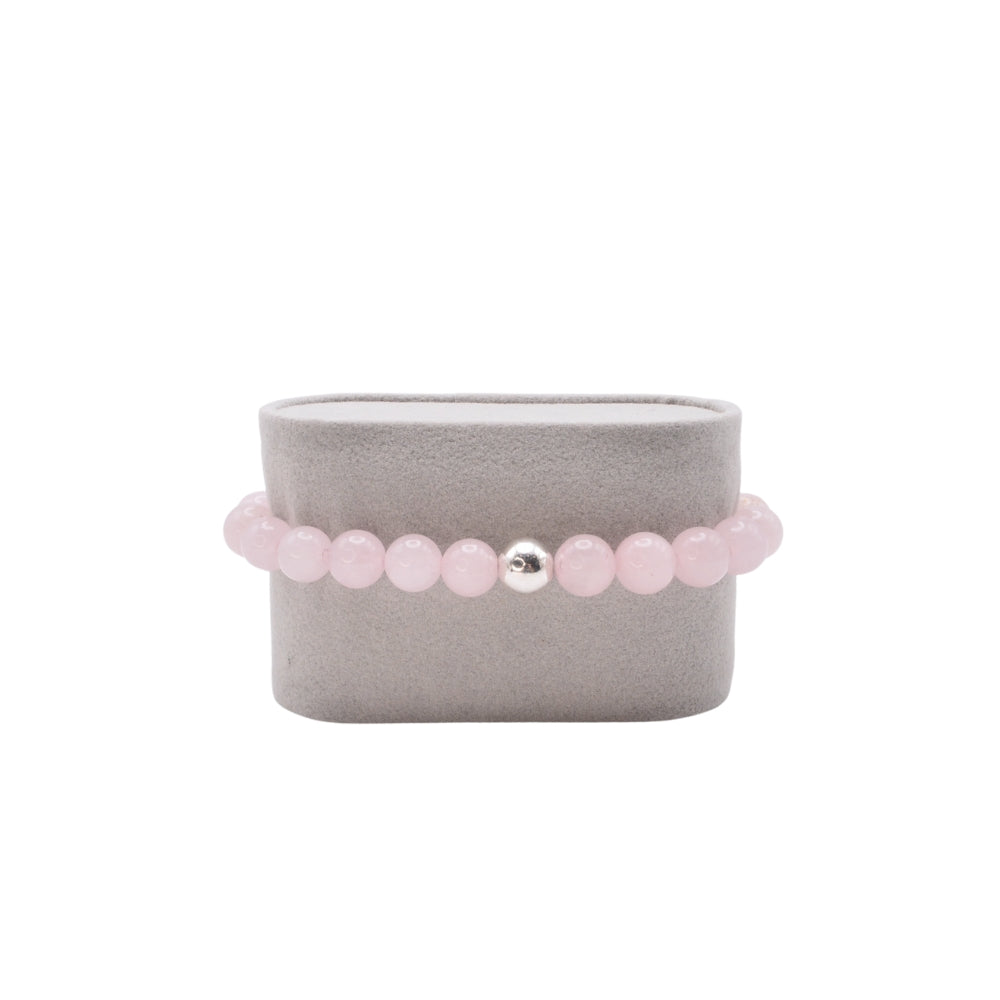 Edelsteinarmband „Rosenquarz & Silber“ (8 mm Perlen) für Liebe, Selbstfürsorge & innere Harmonie