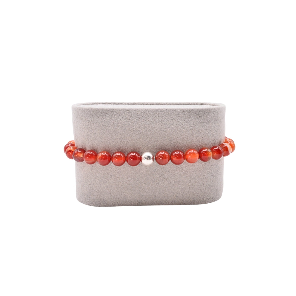 Edelsteinarmband „Karneol & Silber“ (6 mm Perlen) für Lebensfreude & Aktivierung