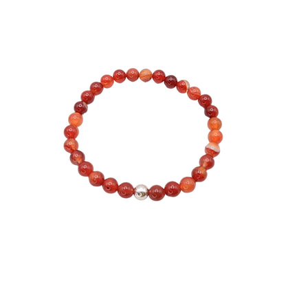 Edelsteinarmband „Karneol & Silber“ (6 mm Perlen) für Lebensfreude & Aktivierung