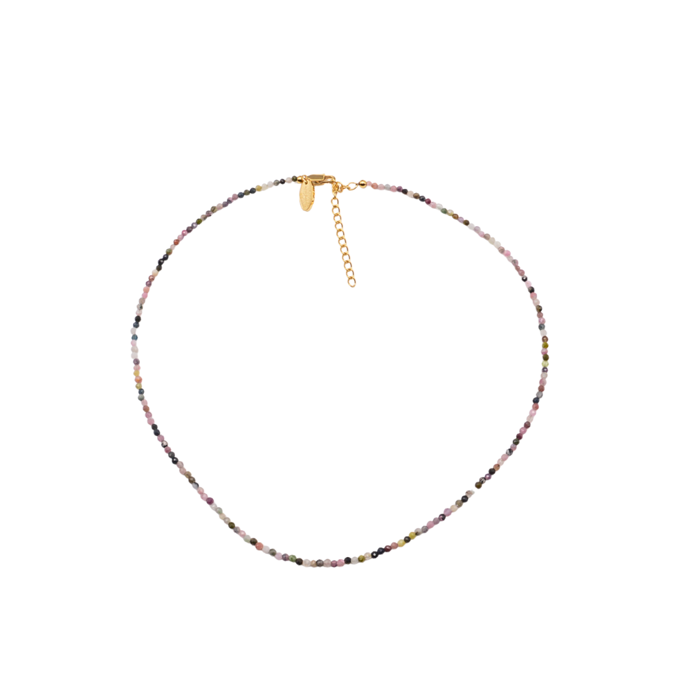 Edelsteinkette „Chakra Glow“ mit buntem Turmalin, gold – Eleganz & innere Balance