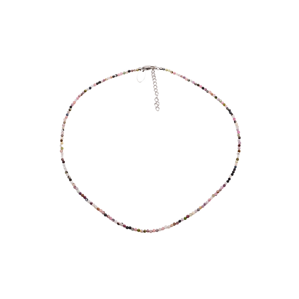 Edelsteinkette „Chakra Glow“ mit buntem Turmalin, silber – Eleganz & innere Balance