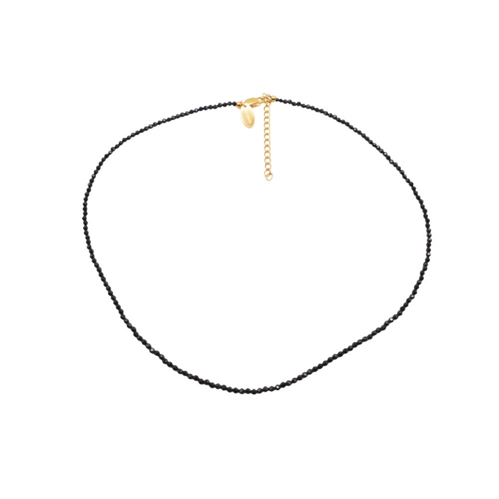 Edelsteinkette „Midnight Glow“ mit schwarzem Spinell, gold – Eleganz & innere Stärke