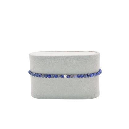 Edelsteinarmband Sodalith, 3mm Perlen, facettiert, handgefertigt