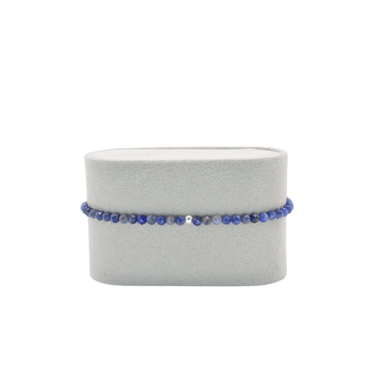 Edelsteinarmband Sodalith, 3mm Perlen, facettiert, handgefertigt