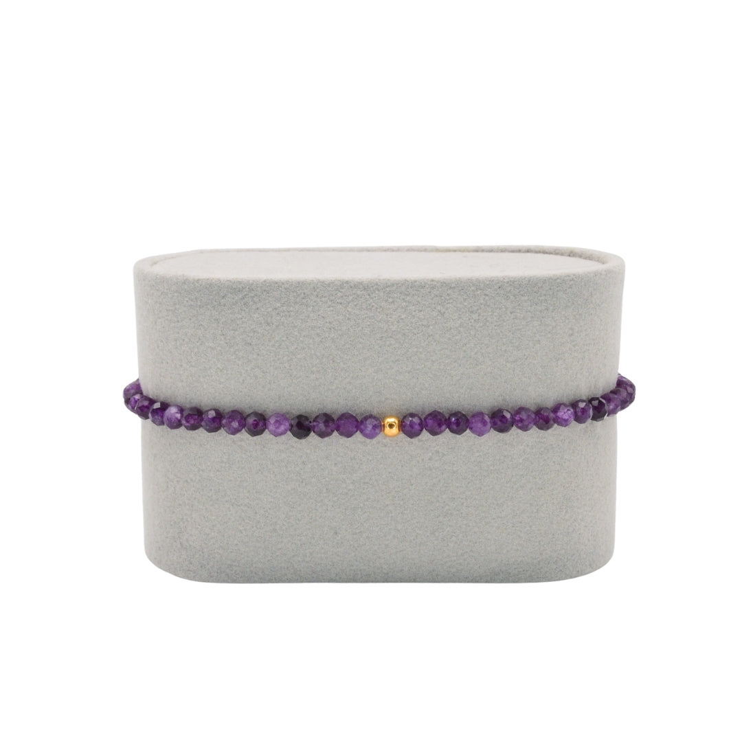Edelsteinarmband „Amethyst & Gold“ (3mm Perlen) für innere Ruhe & spirituelle Klarheit