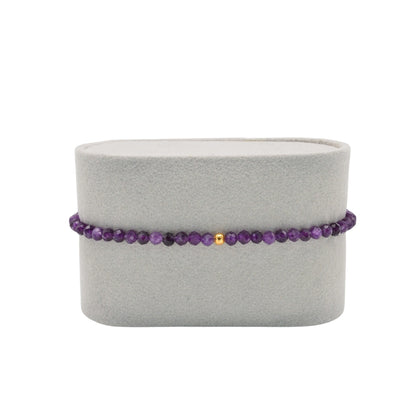 Edelsteinarmband „Amethyst & Gold“ (3mm Perlen) für innere Ruhe & spirituelle Klarheit