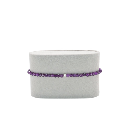 Edelsteinarmband Amethyst, 3mm Perlen, facettiert, handgefertigt