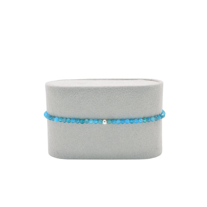 Edelsteinarmband Apatit blau, 3mm Perlen, facettiert, handgefertigt