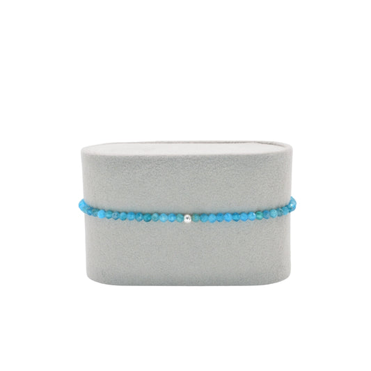 Edelsteinarmband Apatit blau, 3mm Perlen, facettiert, handgefertigt