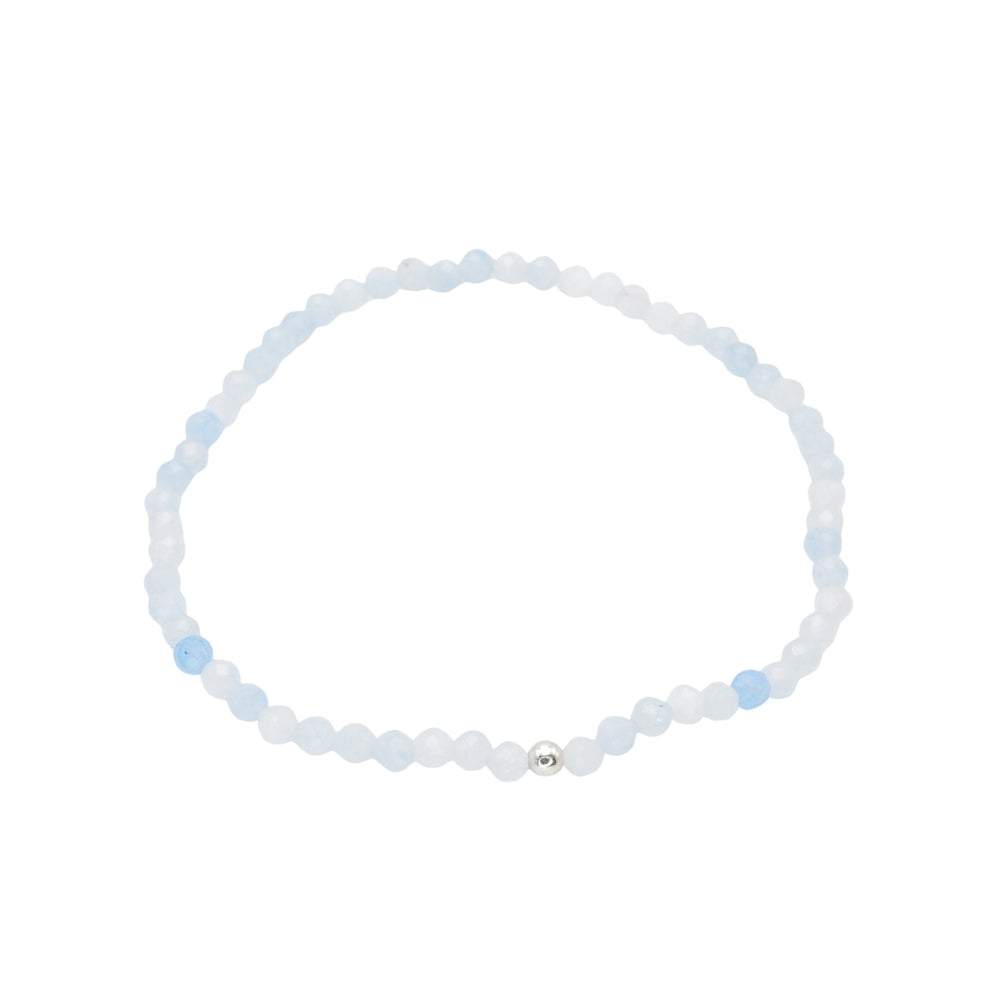 Edelsteinarmband "Aquamarin & Silber" (3mm Perlen, facettiert) für Ruhe, Klarheit & Gelassenheit