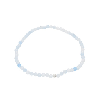 Edelsteinarmband "Aquamarin & Silber" (3mm Perlen, facettiert) für Ruhe, Klarheit & Gelassenheit