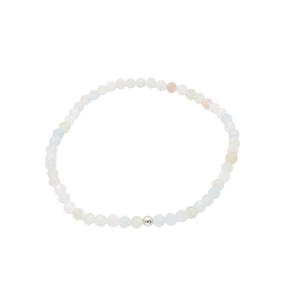 Edelsteinarmband "Morganit & Silber" (3mm Perlen, facettiert) für Liebe, Harmonie & Herzensruhe