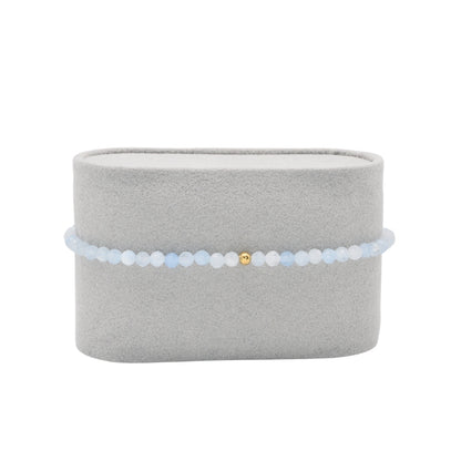 Edelsteinarmband "Aquamarin & Gold" (3mm Perlen, facettiert) für Ruhe, Klarheit & Gelassenheit