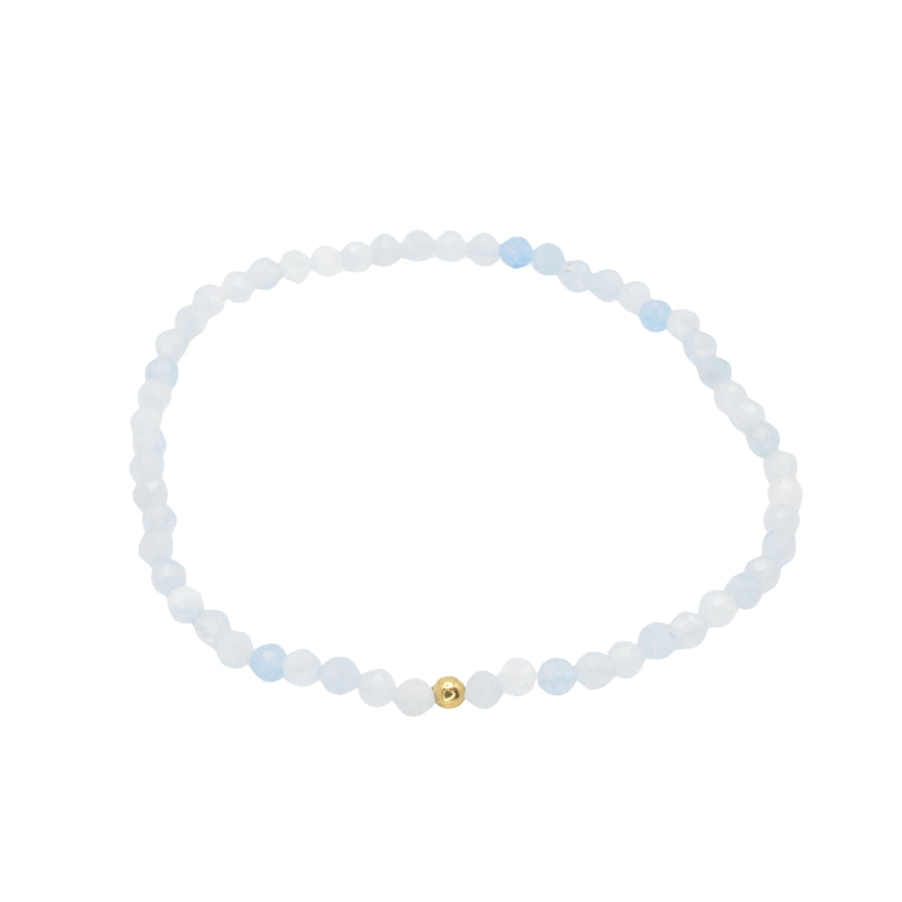 Edelsteinarmband "Aquamarin & Gold" (3mm Perlen, facettiert) für Ruhe, Klarheit & Gelassenheit