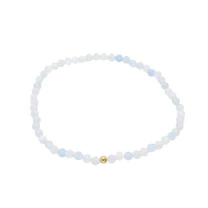 Edelsteinarmband "Aquamarin & Gold" (3mm Perlen, facettiert) für Ruhe, Klarheit & Gelassenheit