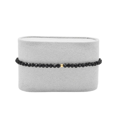 Edelsteinarmband „schwarzer Turmalin & Gold“ (3mm facettiert) für Schutz, Erdung & innere Stabilität