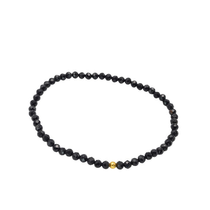 Edelsteinarmband „schwarzer Turmalin & Gold“ (3mm facettiert) für Schutz, Erdung & innere Stabilität