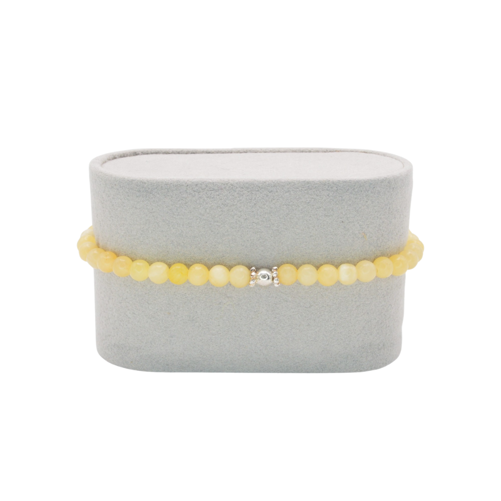 Edelsteinarmband „Orangencalcit & Silber Deluxe“ (4mm Perlen) für Lebensfreude, Leichtigkeit & neue Energie