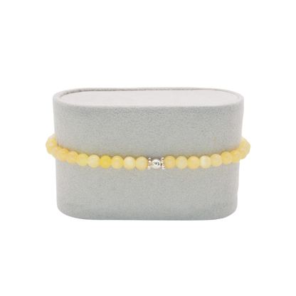 Edelsteinarmband „Orangencalcit & Silber Deluxe“ (4mm Perlen) für Lebensfreude, Leichtigkeit & neue Energie