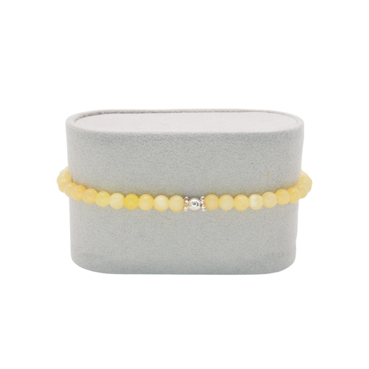 Edelsteinarmband „Orangencalcit & Silber Deluxe“ (4mm Perlen) für Lebensfreude, Leichtigkeit & neue Energie