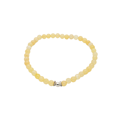 Edelsteinarmband „Orangencalcit & Silber Deluxe“ (4mm Perlen) für Lebensfreude, Leichtigkeit & neue Energie