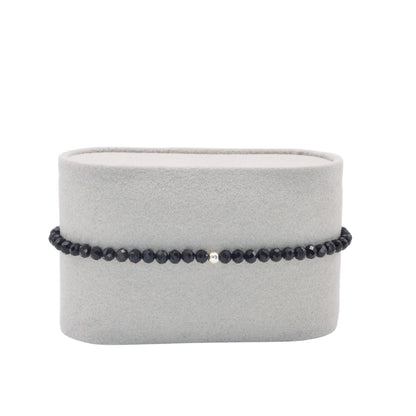 Edelsteinarmband „schwarzer Turmalin & Silber“ (3mm facettiert) für Schutz, Erdung & innere Ruhe