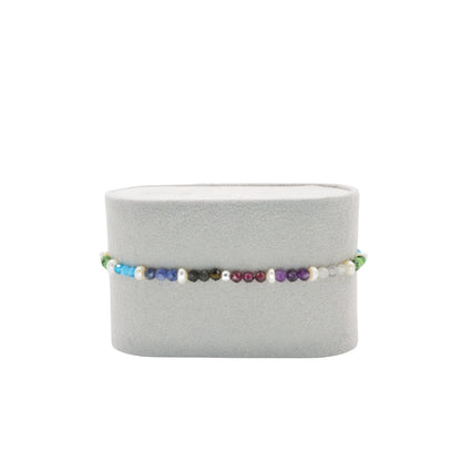 Edelsteinarmband "Soul Harmony" mit 9 Edelsteinen & Süßwasserperlen, 3mm Perlen, handgefertigt