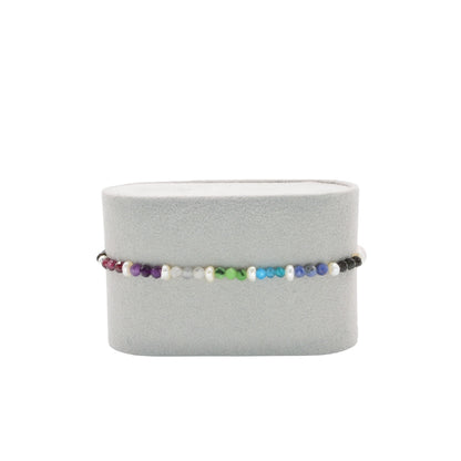 Edelsteinarmband "Soul Harmony" mit 9 Edelsteinen & Süßwasserperlen, 3mm Perlen, handgefertigt