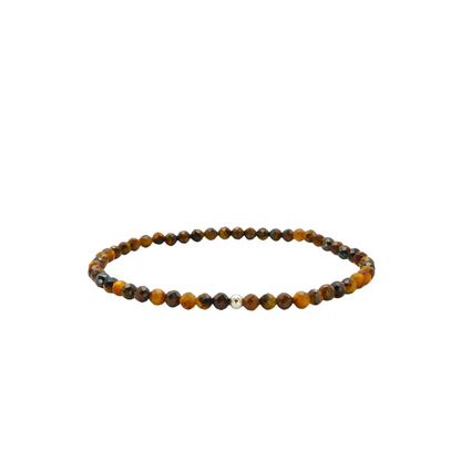 Edelsteinarmband „Tigerauge & Silber“ (3mm Perlen) für Selbstvertrauen & Mut