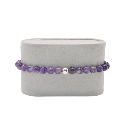 Edelsteinarmband „Amethyst & Silber“ (6 mm Perlen) für Ruhe, Klarheit & innerer Schutz