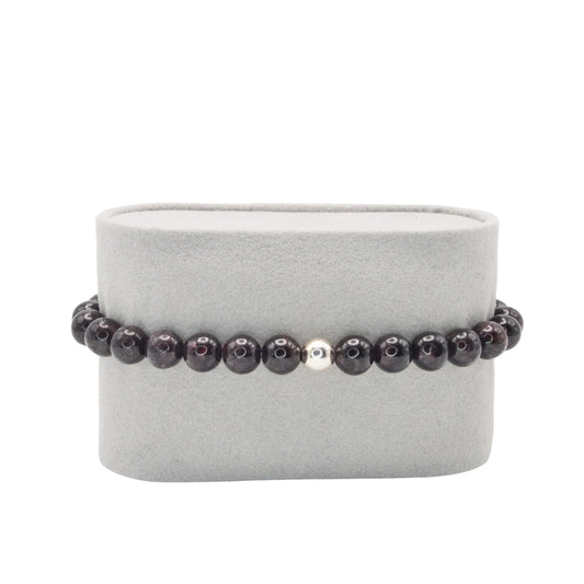 Edelsteinarmband „Granat & Silber“ (6 mm Perlen) für Energie, Lebensfreude & innere Stärke